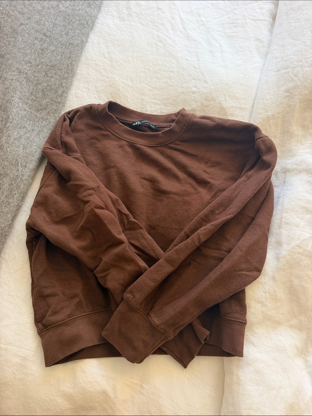 Zara Men's Chocolate Brown Crewneck Sweater